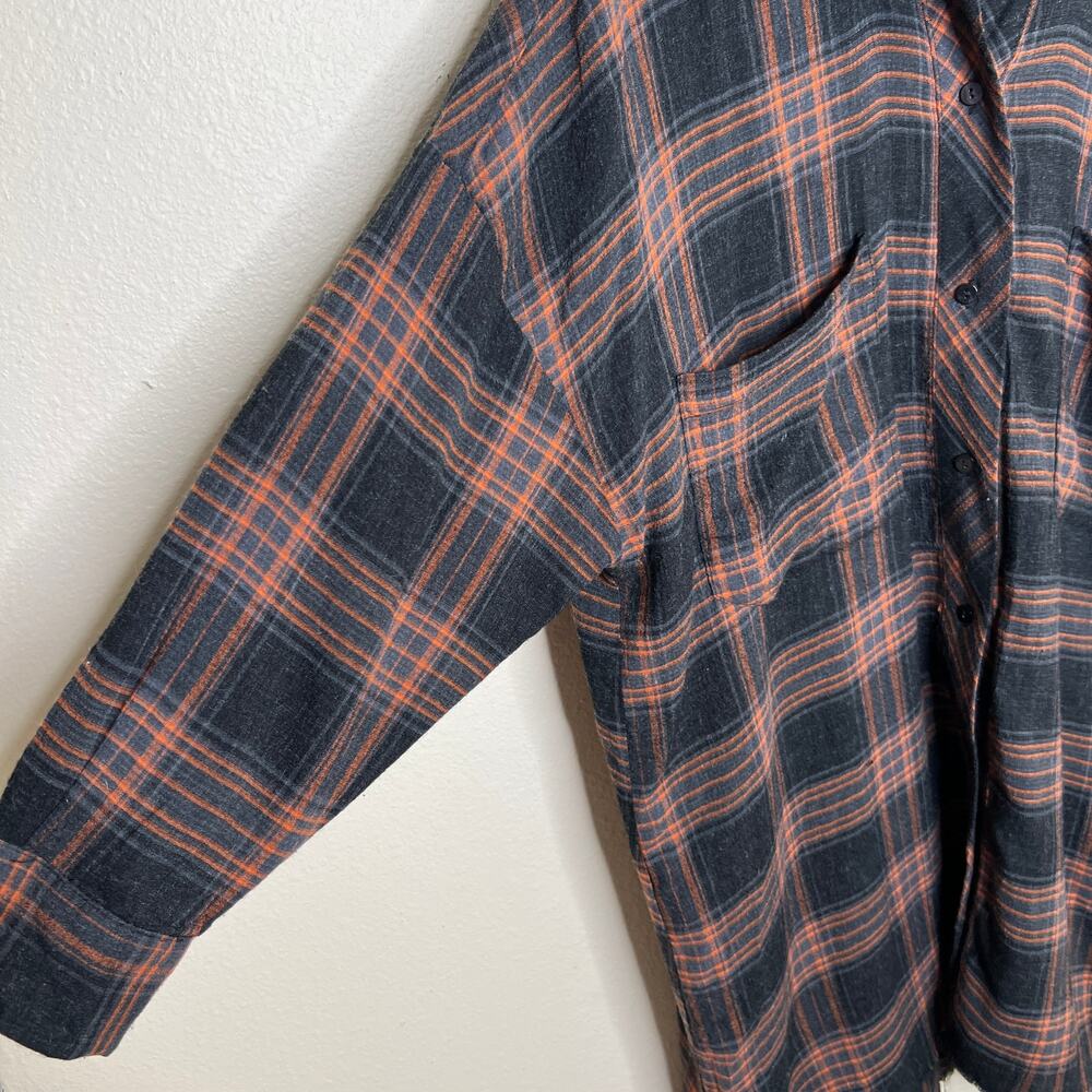 Zara Woman Orange Gray Plaid Oversized Button Up Medium - Picture 3 of 10